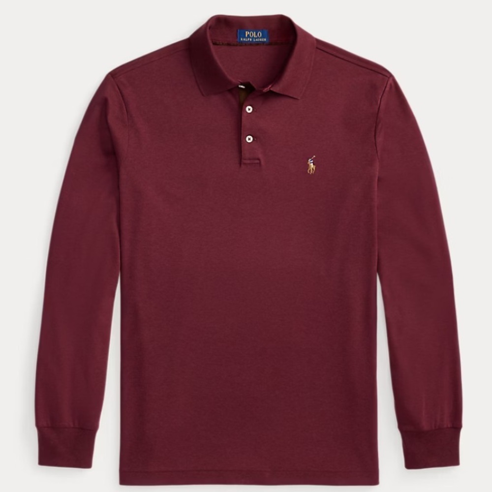 Ralph Lauren Men's Burgundy Long Sleeve Polo
